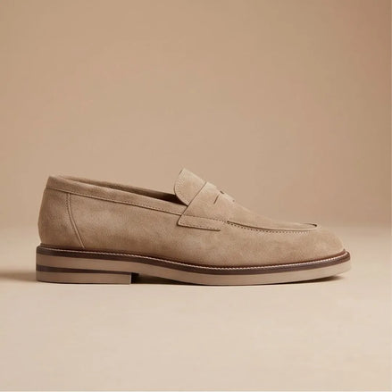 Mattarello Suede Crepe Penny Penny Loafer for Men - Suede Penny Loafers