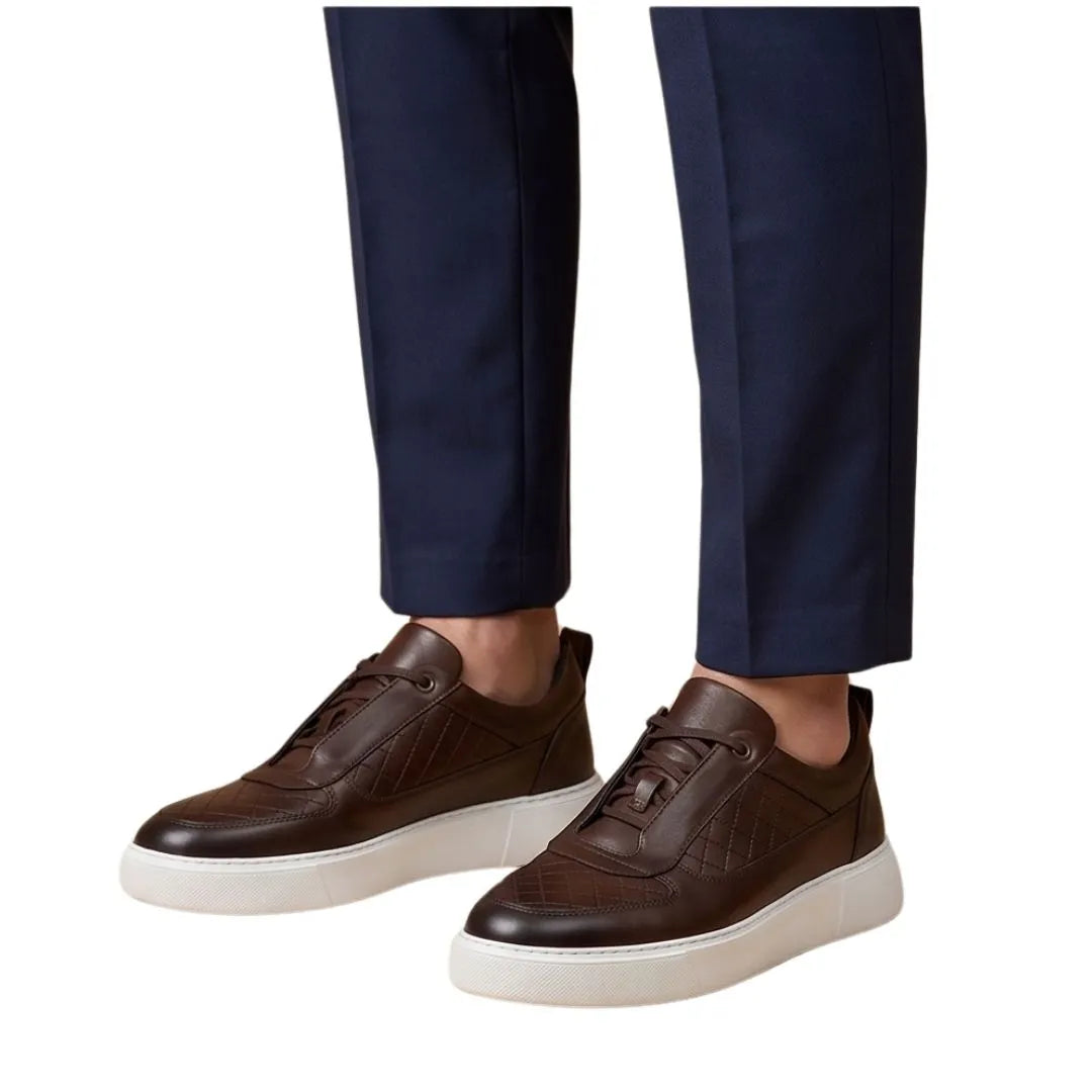 Mollaro Woven-Embossed Sneaker for Men - Textured Leather Sneakers