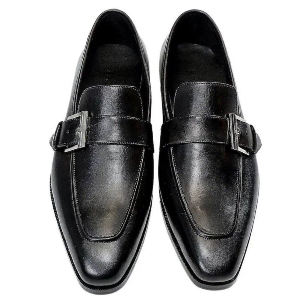 Mortara Wide-Strap Plain-Toe Single Monk Strap for Men - Polished Slip-On Dress Shoes