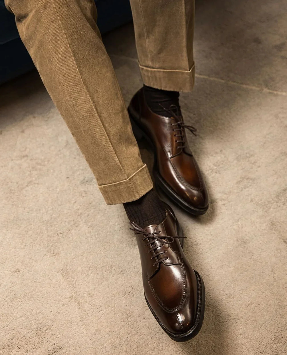 Migliarino Burnished Split-Toe Derby for Men - Hand-Finished Leather Dress Shoes