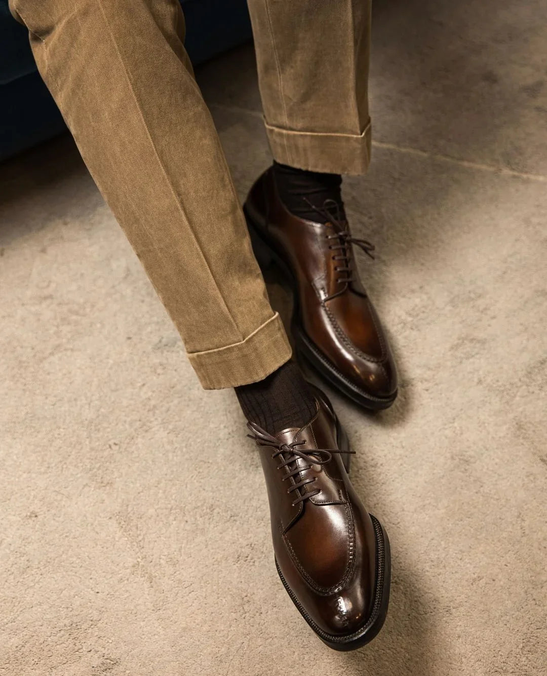 Migliarino Burnished Split-Toe Derby for Men - Hand-Finished Leather Dress Shoes