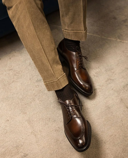 Migliarino Burnished Split-Toe Derby for Men - Hand-Finished Leather Dress Shoes