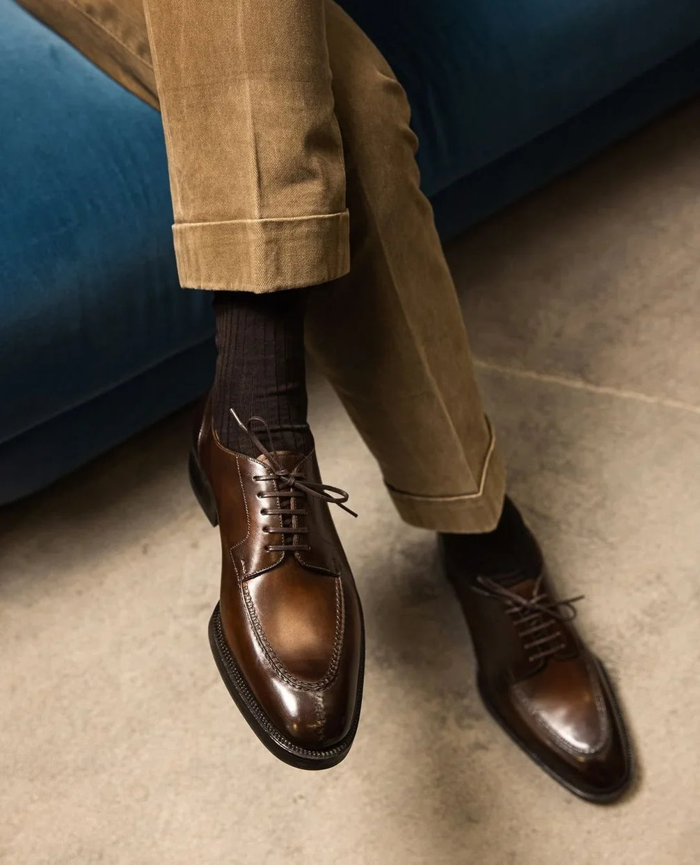 Migliarino Burnished Split-Toe Derby for Men - Hand-Finished Leather Dress Shoes