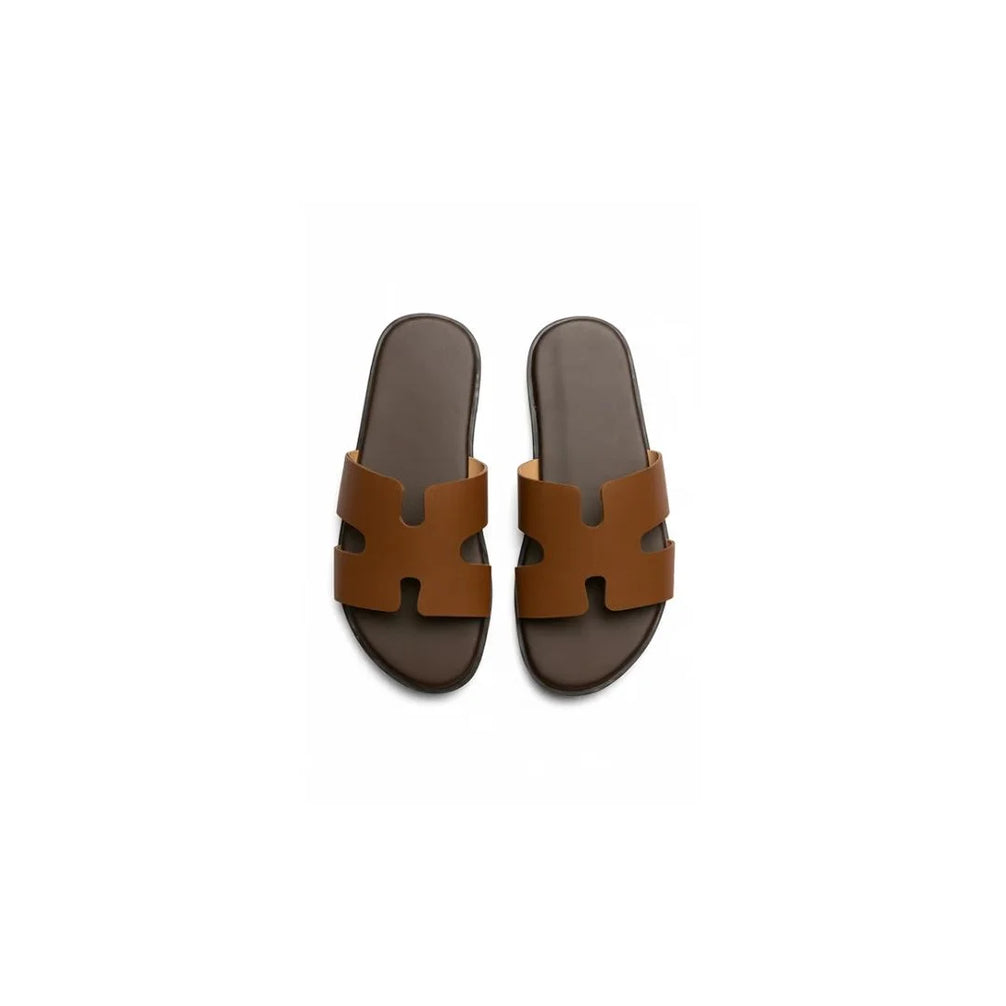 Mulinetti Cut-Out Band Slide for Men - Leather Slides