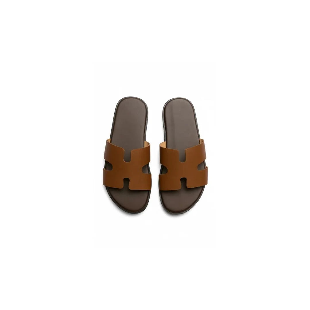 Mulinetti Cut-Out Band Slide for Men - Leather Slides