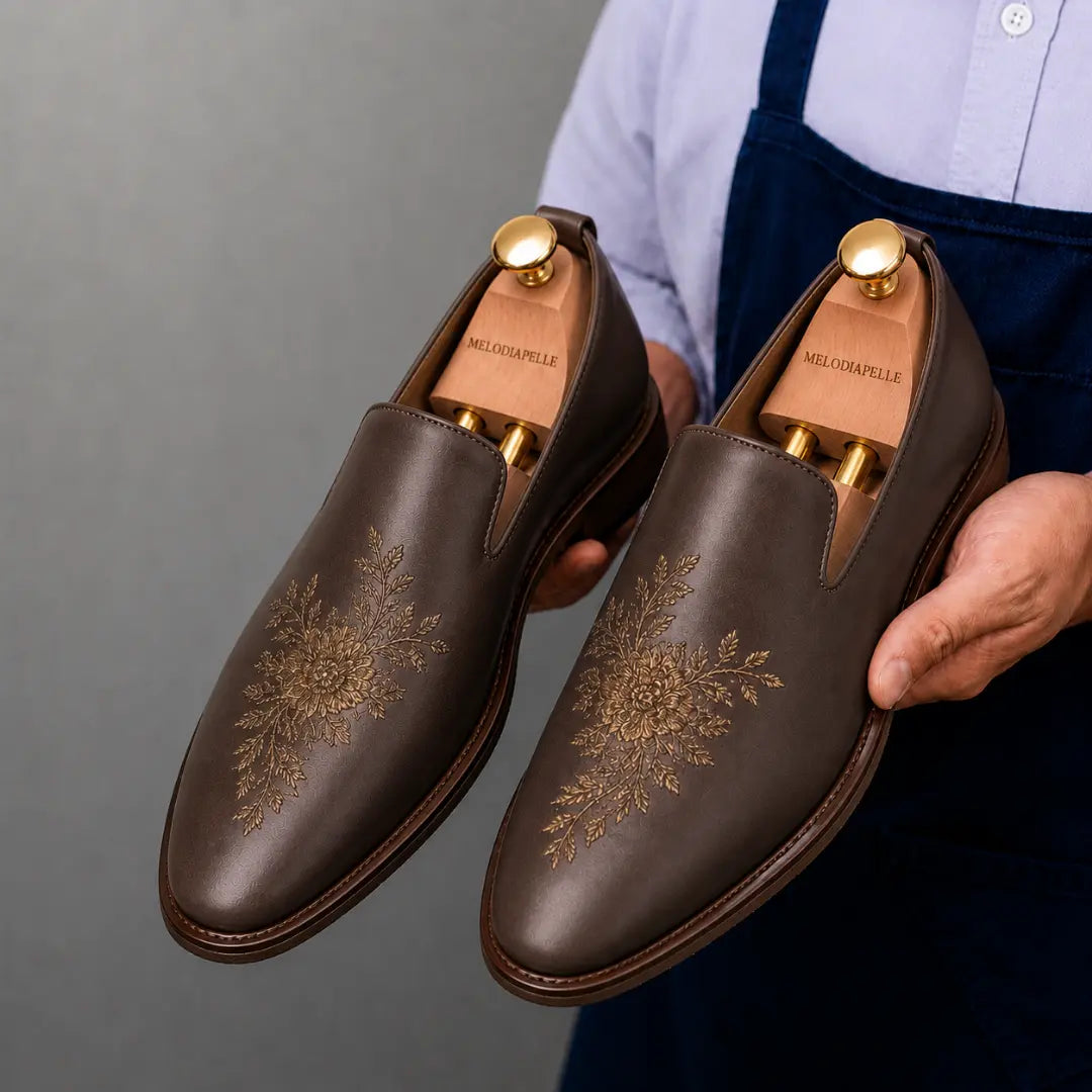 Maestro Embroidered Opera Loafer // Cognac Tan