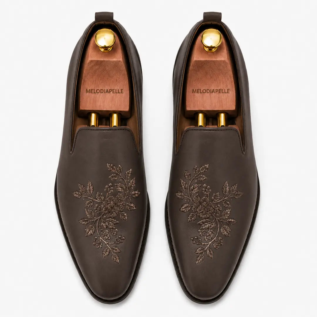 Maestro Embroidered Opera Loafer // Cognac Tan