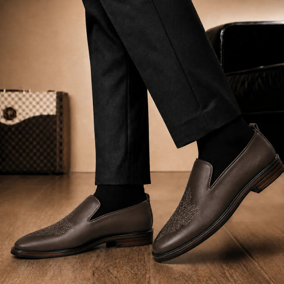 Maestro Embroidered Opera Loafer // Cognac Tan