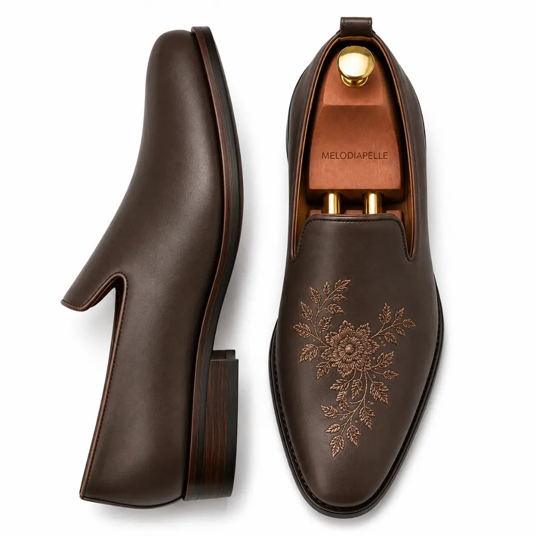Maestro Embroidered Opera Loafer // Cognac Tan