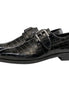 Magione Croc-Embossed Big-Buckle Single Monk Strap for Men - Leather Party Wear Shoes