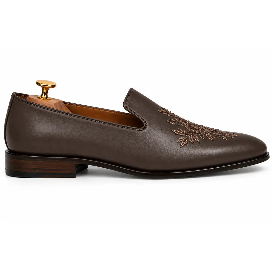 Maestro Embroidered Opera Loafer // Cognac Tan