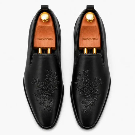 Maestro Embroidered Opera Loafer // Cognac Tan