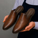 Mazzarino Hand-Inscribed Script Mule for Men - Backless Leather Slip-On Shoes