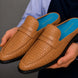 Mantero Woven-Embossed Penny Mule for Men - Backless Block-Heel Shoes