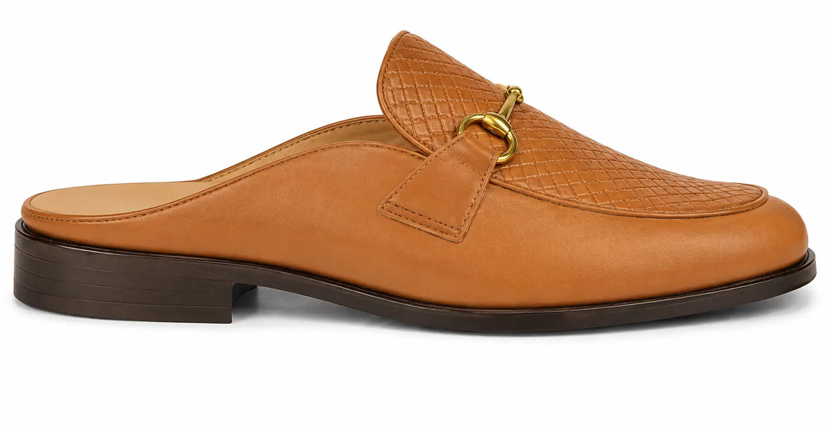 Morlaix Woven-Panel Horsebit Mule for Men - Two-Material Backless Shoes