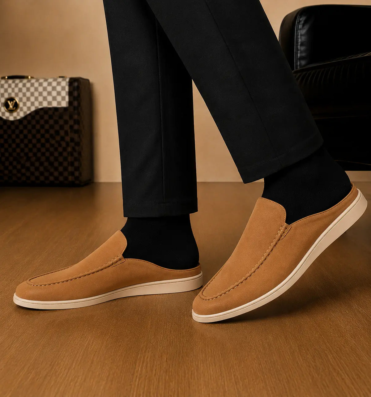 Melide Nubuck Cupsole Mule for Men - Backless Slip-On Summer Shoes