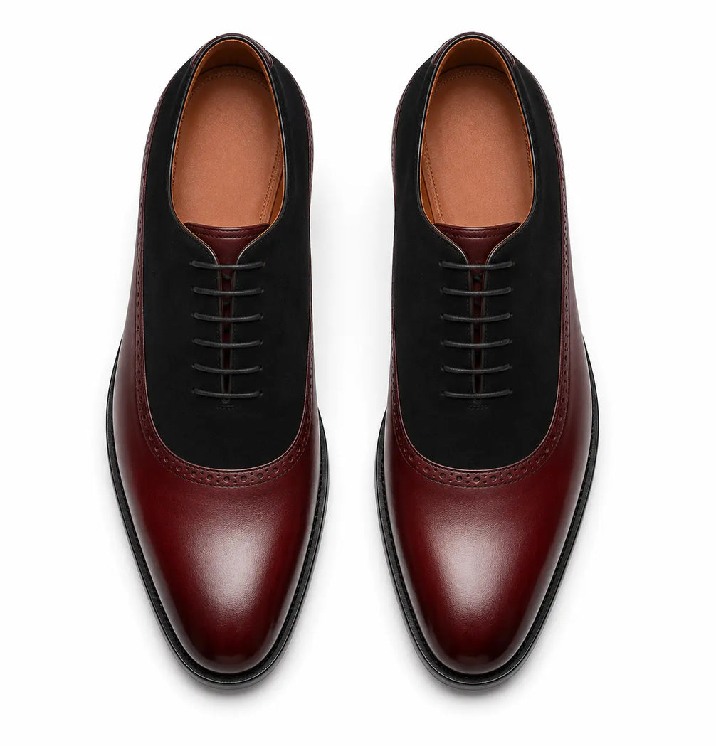Montrachet Two-Material Block-Heel Oxford for Men - Leather and Suede Dress Shoes