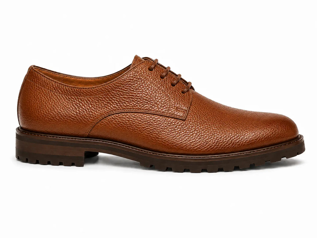 Manchester Pebble-Grain Derby for Men - Lug-Sole Leather Formal Shoes