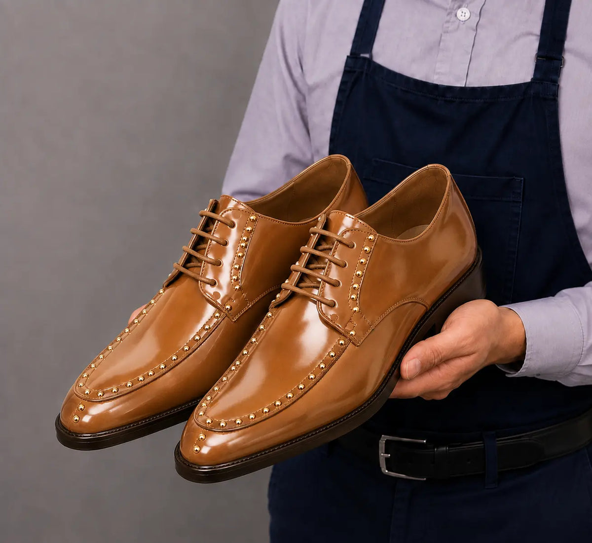 Mortlach Studded Apron Derby for Men - Goodyear Welted Leather Formal Shoes