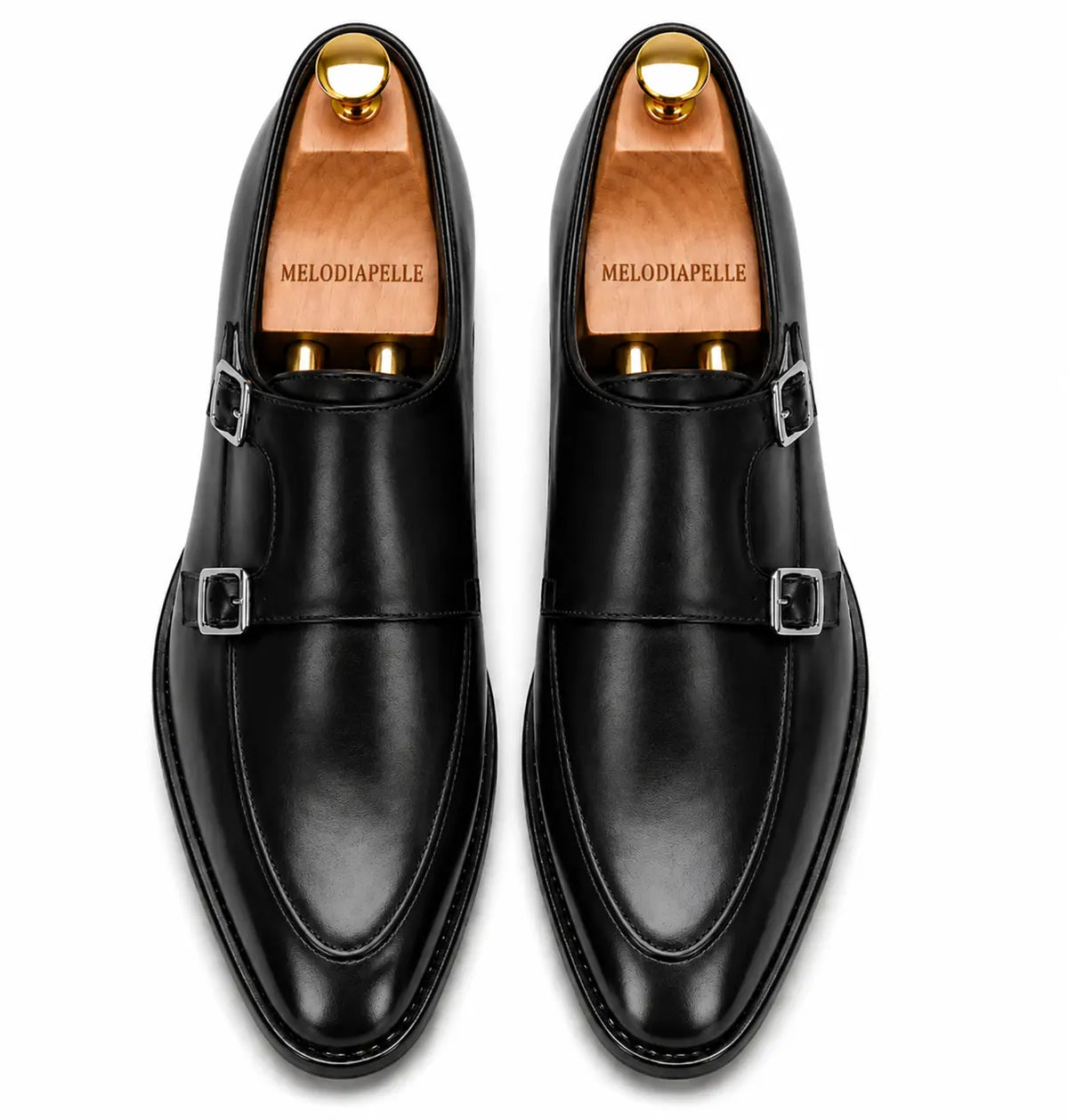 Mortimer Apron-Toe Double Monk Strap for Men - Burnished Leather Shoes