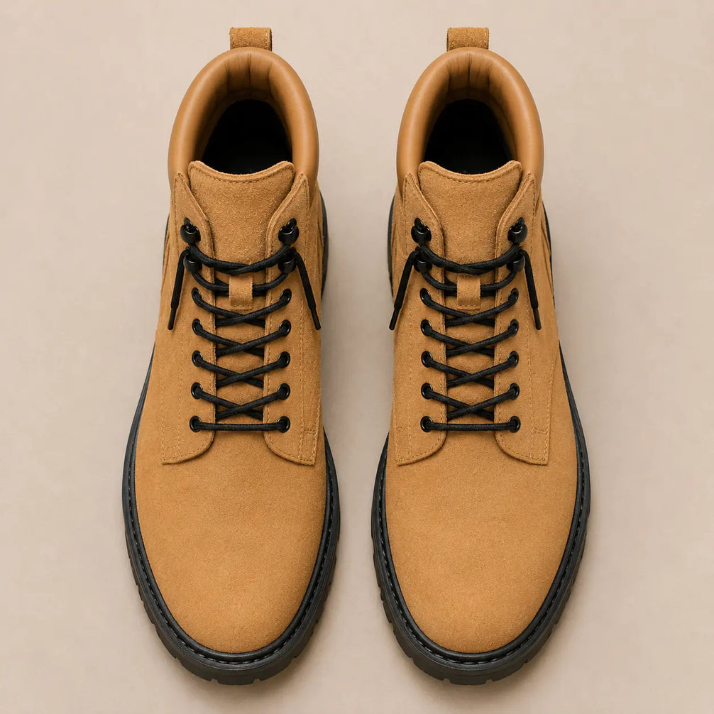 Mojave Suede Combat Boot for Men - Lug-Sole Lace-Up Leather Boots