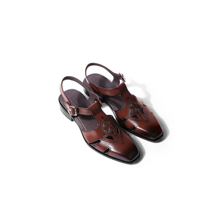 Momjan Diamond-Cut Dress Fisherman Sandal for Men - Buckled Leather Fisherman Sandals