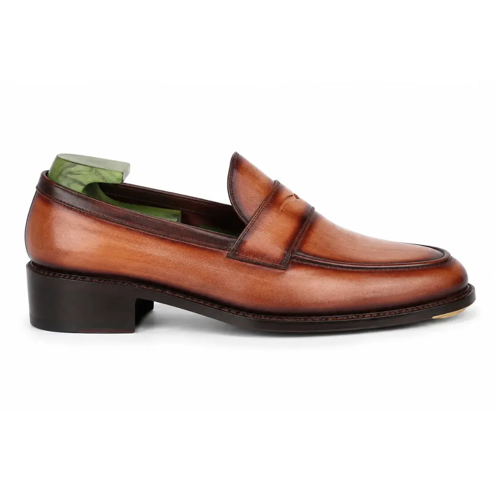 Maximus Block-Heel Dress Penny Loafer for Men - Goodyear Welted Leather Shoes