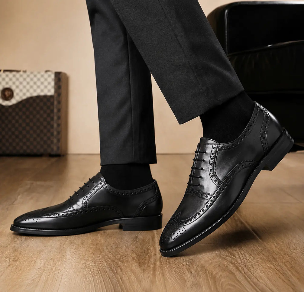 Mazaro Wingtip Brogue Oxford for Men - Goodyear Welted Full-Grain Leather Shoes