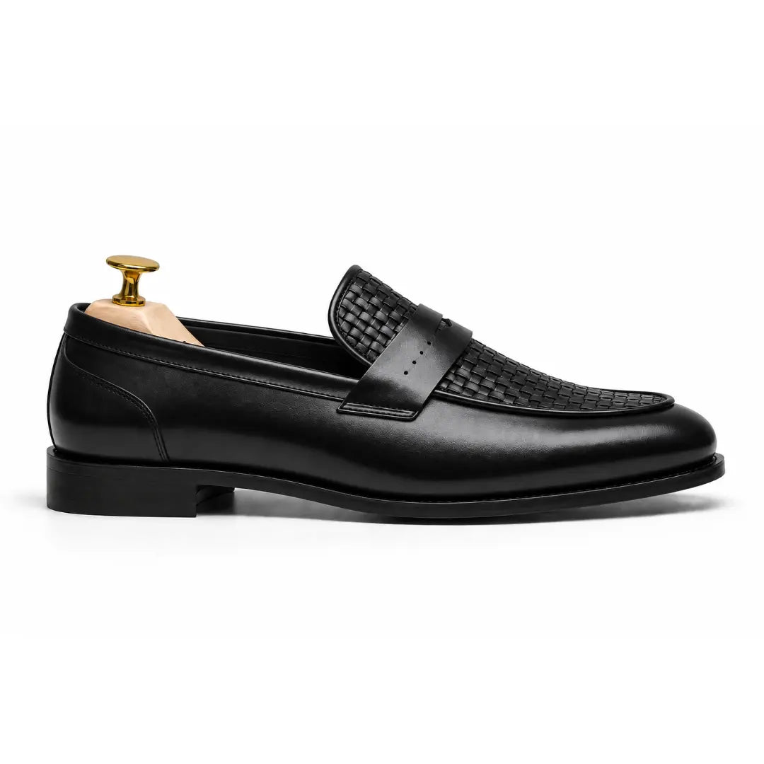 Maison Hand-Woven Two-Tone Penny Loafer for Men - Goodyear Welted Leather Shoes