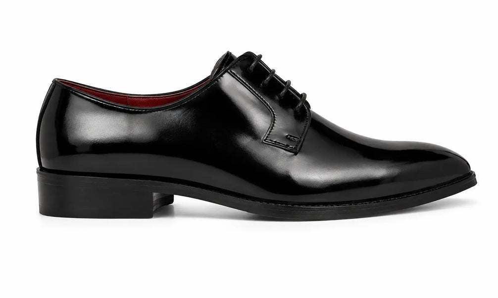 Matera Plain-Toe Derby for Men - Goodyear Welted Mirror-Polish Formal Shoes