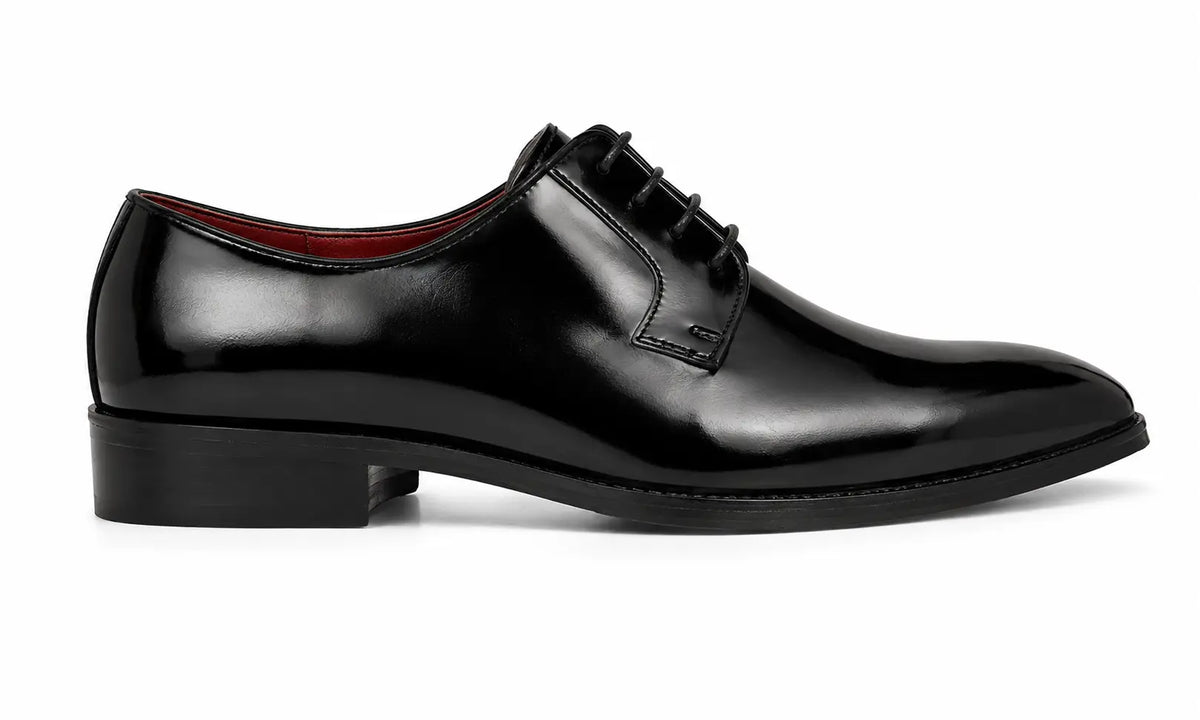 Matera Plain-Toe Derby for Men - Goodyear Welted Mirror-Polish Formal Shoes