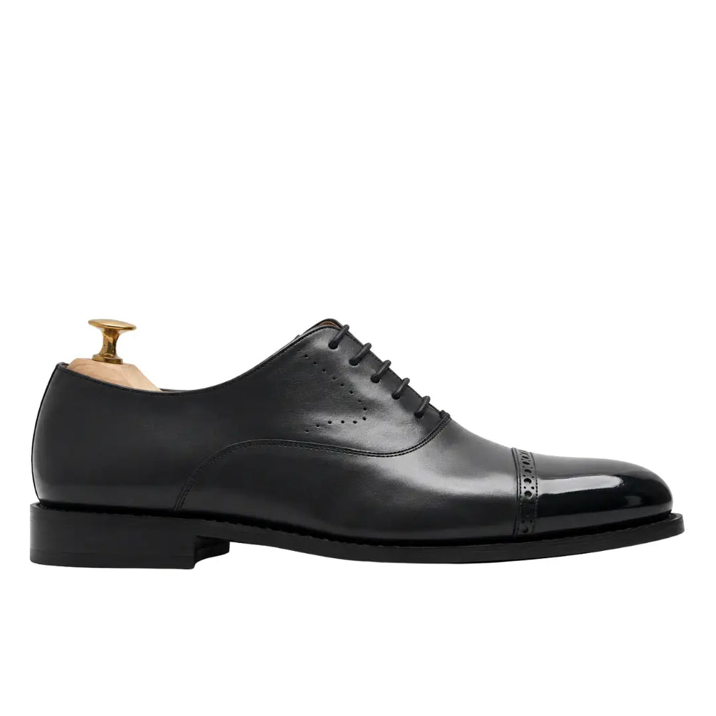 Marcello Burnished Semi-Brogue Cap-Toe Oxford for Men - Goodyear Welted Formal Shoes