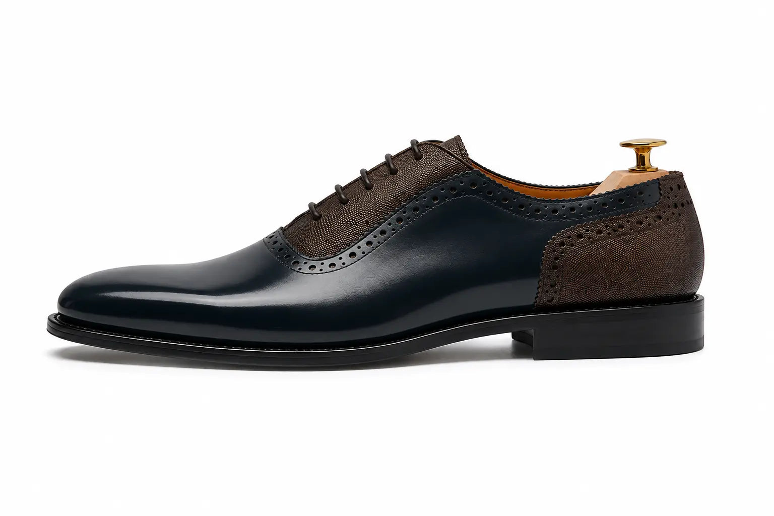 Montserrat Two-Tone Saddle Oxford for Men - Goodyear Welted Spectator Dress Shoes