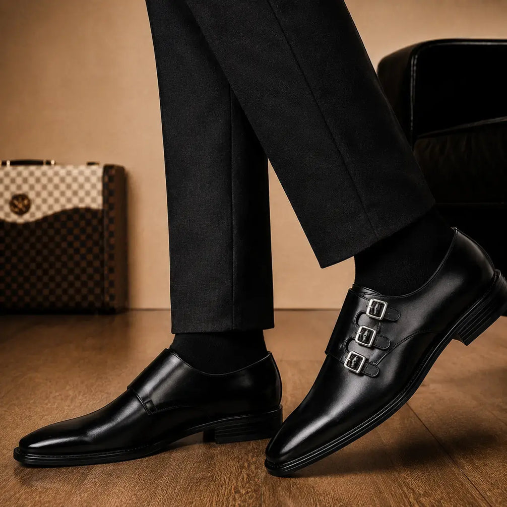 Montecito Double Monk Strap Shoes for Men - Goodyear Welted Full-Grain Leather