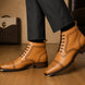 Mendoza Full-Brogue Cap-Toe Boot for Men - Handmade Leather Lace-Up Boots