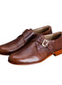Mezzano Waxed Round-Toe Single Monk Strap for Men - Soft Leather Everyday Shoes