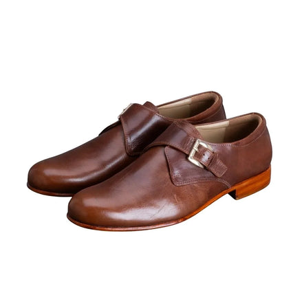 Mezzano Waxed Round-Toe Single Monk Strap for Men - Soft Leather Everyday Shoes