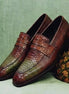 Marone Python-Embossed Patina Penny Loafer for Men - Statement Penny Loafers