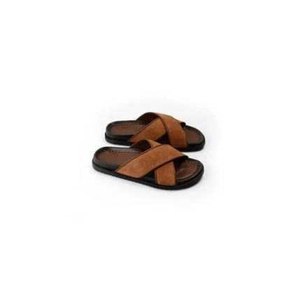Moraitika Suede Cross Slide for Men - Suede Cross-Strap Slides
