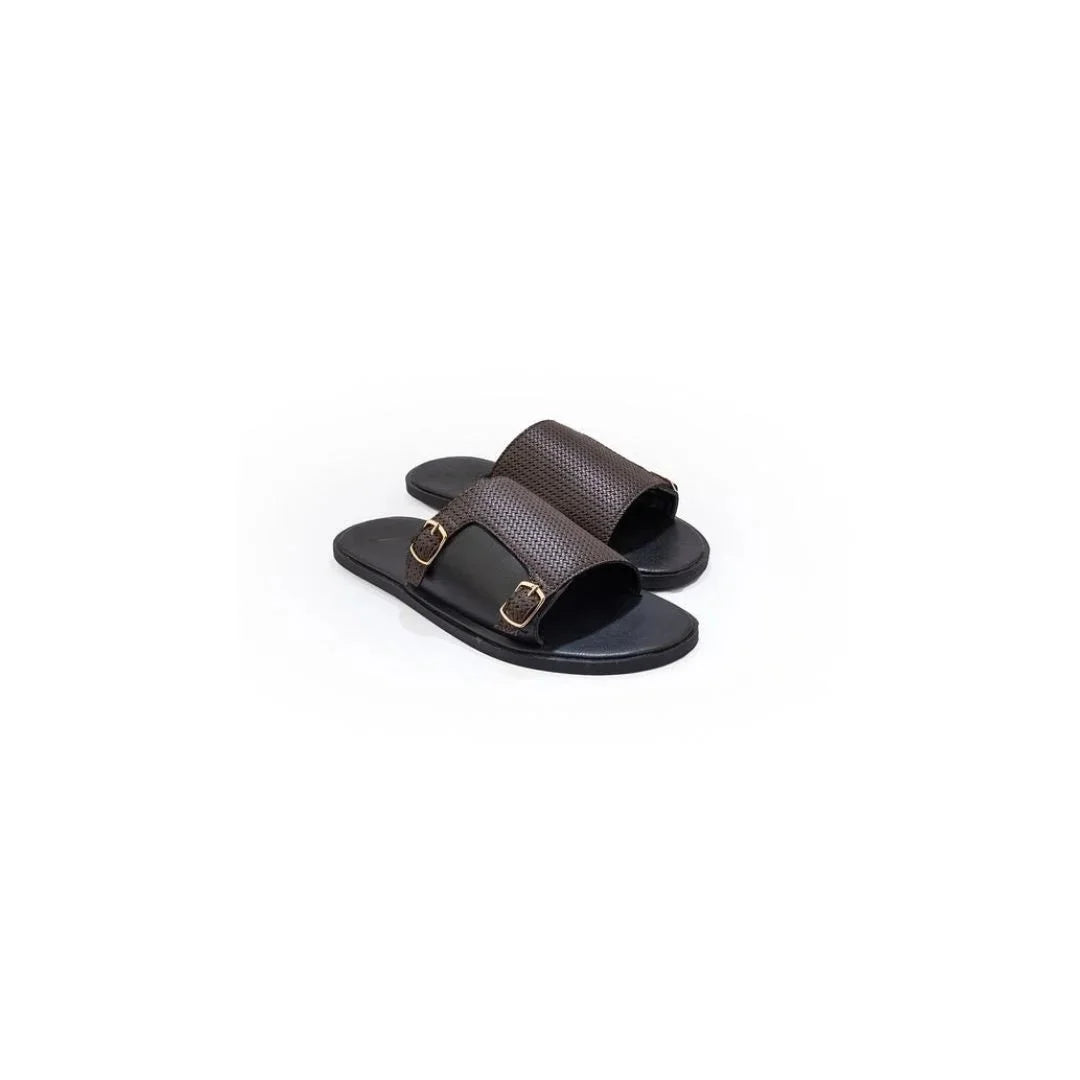 Maureillas Perforated Buckle Slide for Men - Buckled Leather Slides