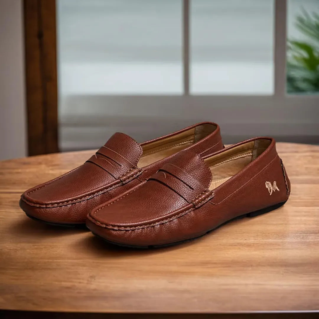 Marzio Moc Driver Penny Loafer for Men - Leather Penny Driving Loafers