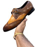 Muggia Ring-Buckle Suede-Wing Single Monk Strap for Men - Two-Tone Brogue Dress Shoes