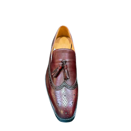 Magasa Wingtip Tassel Tassel Loafer for Men - Burnished Full-Brogue Loafers