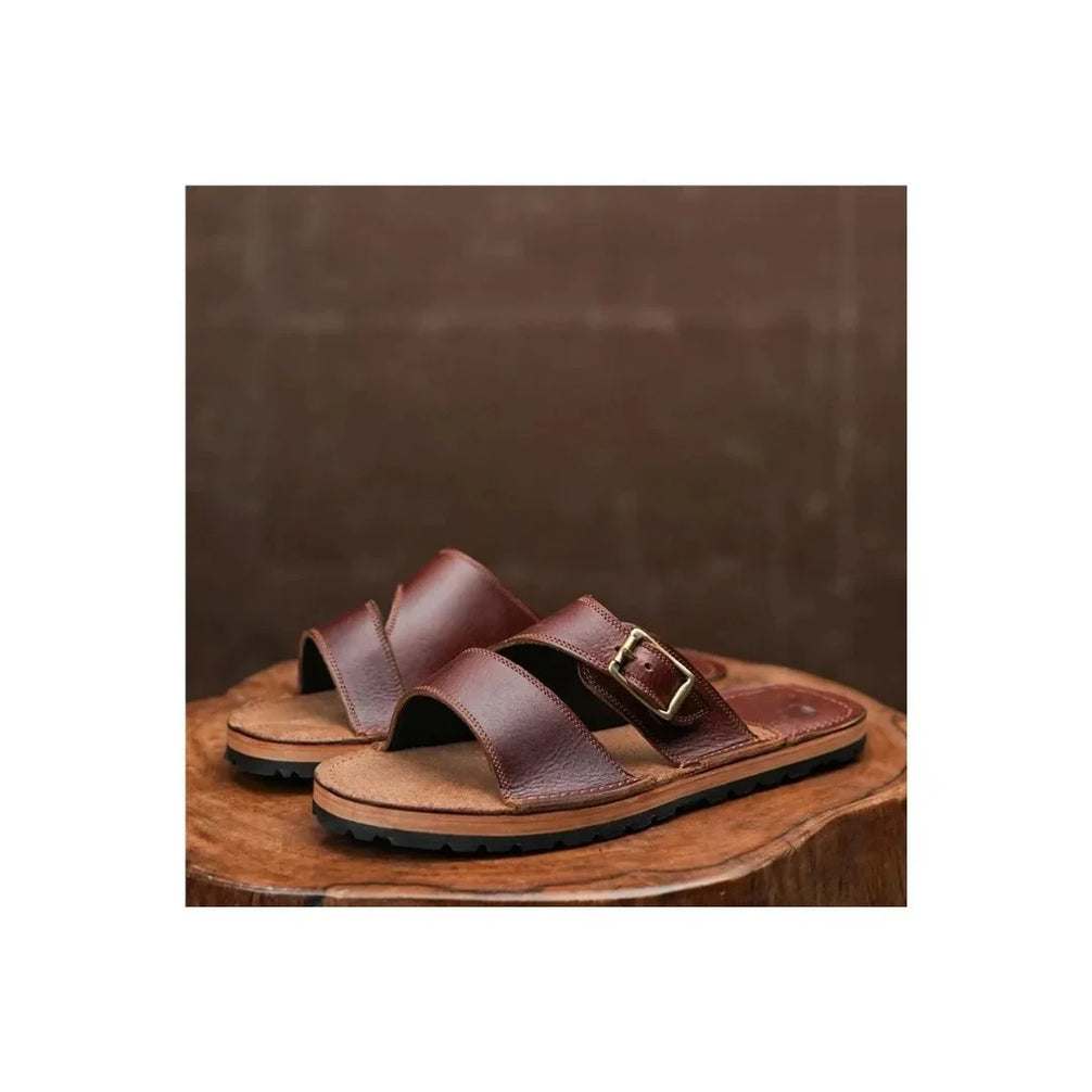 Marcillac Buckle Toe-Loop Toe-Loop Slipper for Men - Leather Toe-Loop Slides