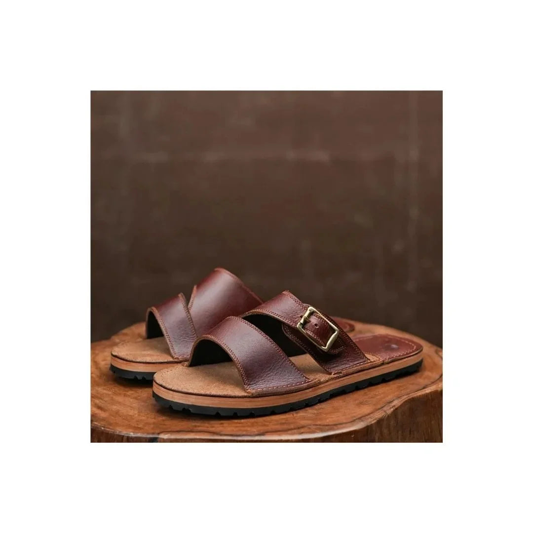Marcillac Buckle Toe-Loop Toe-Loop Slipper for Men - Leather Toe-Loop Slides