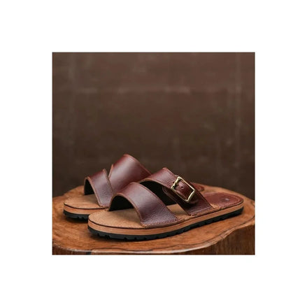 Marcillac Buckle Toe-Loop Toe-Loop Slipper for Men - Leather Toe-Loop Slides