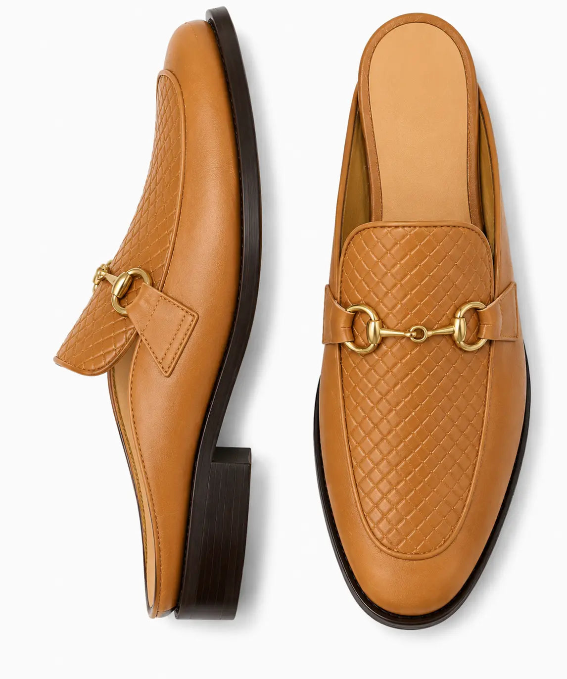 Morlaix Woven-Panel Horsebit Mule for Men - Two-Material Backless Shoes