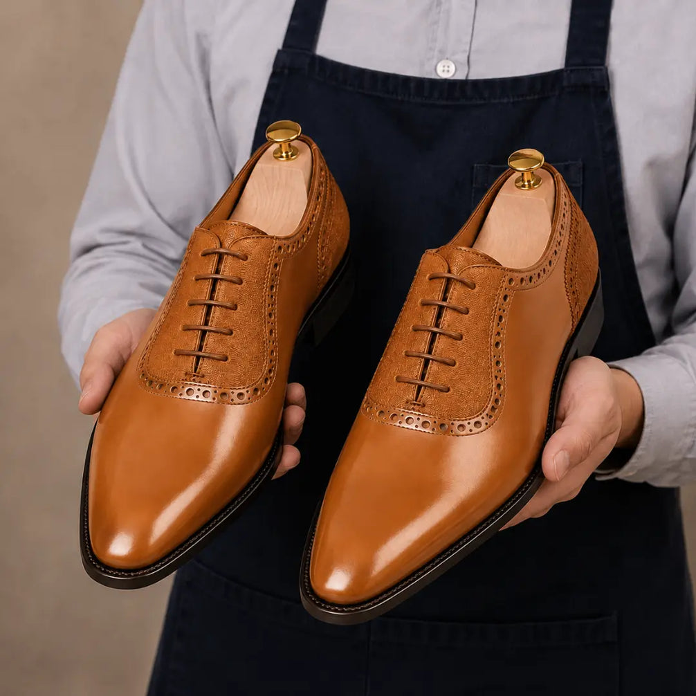Montserrat Two-Tone Saddle Oxford for Men - Goodyear Welted Spectator Dress Shoes