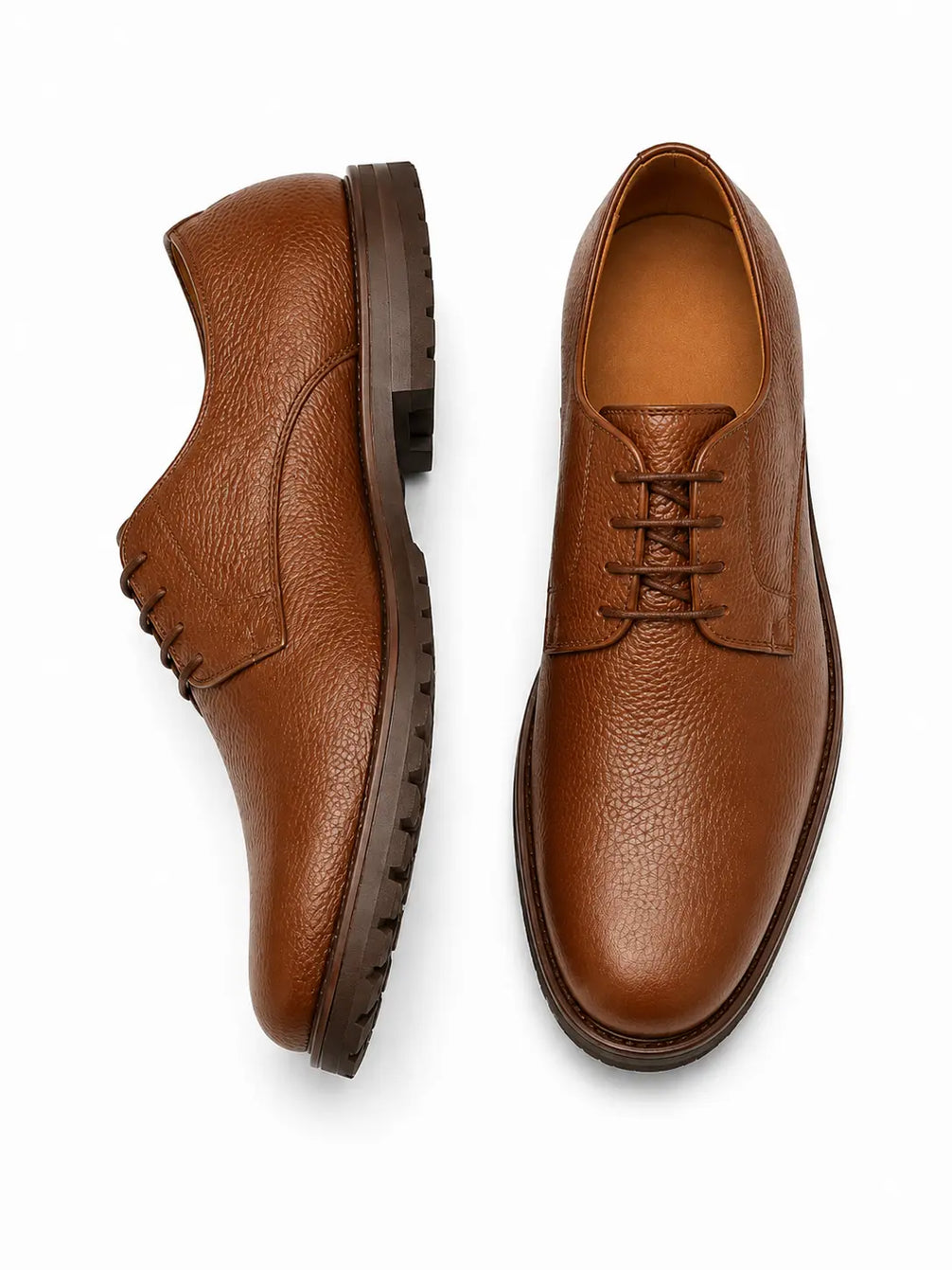 Manchester Pebble-Grain Derby for Men - Lug-Sole Leather Formal Shoes