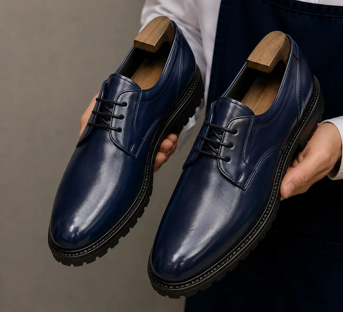 Marseille Patina Plain-Toe Derby for Men - Lug-Sole Leather Formal Shoes
